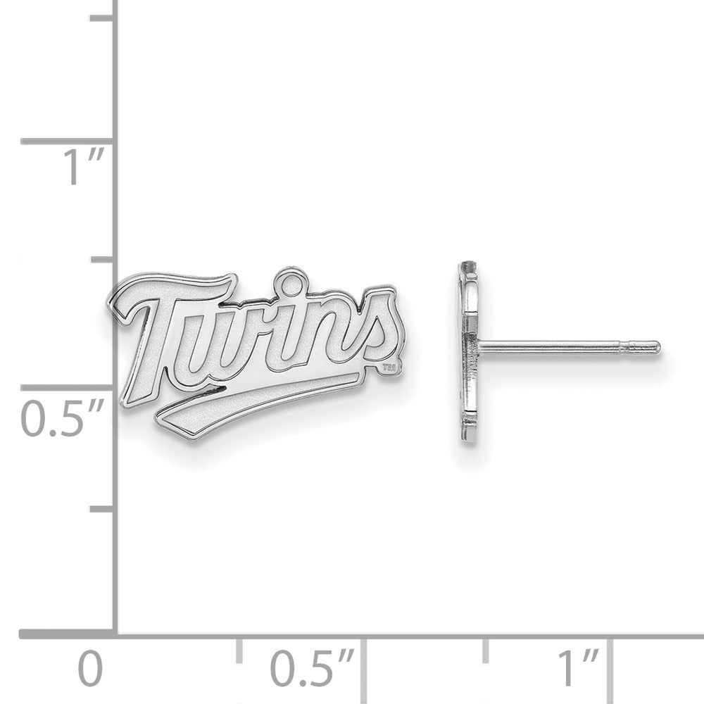 Alternate view of the Sterling Silver MLB Minnesota Twins XS Script Post Earrings by The Black Bow Jewelry Co.