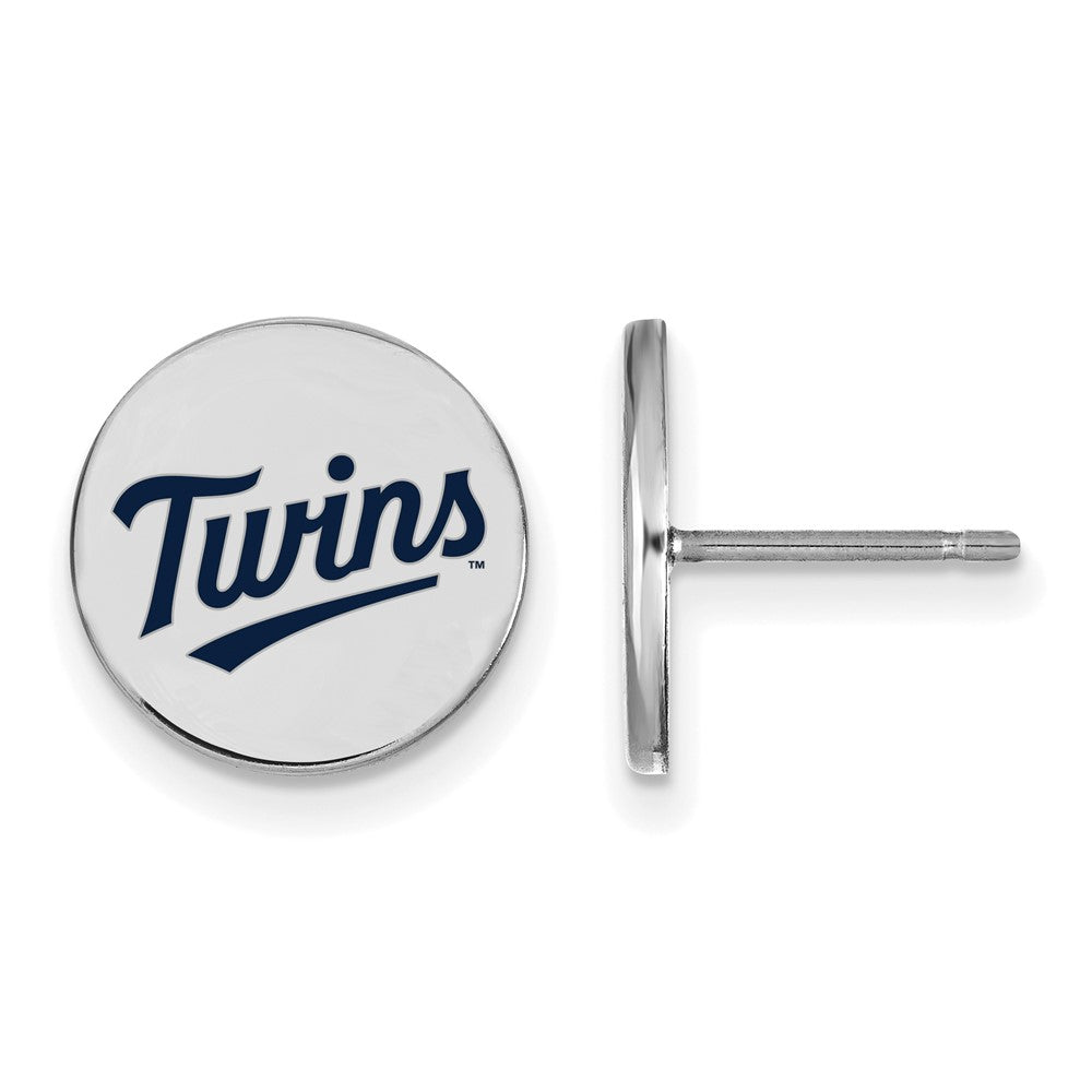 Sterling Silver MLB Minnesota Twins SM Enamel Disc Post Earrings, Item E18805 by The Black Bow Jewelry Co.