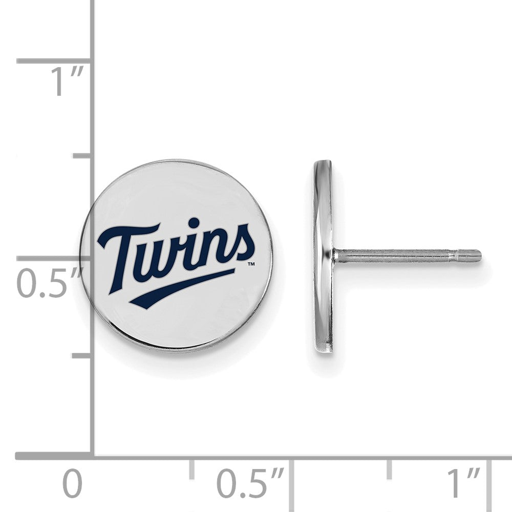 Alternate view of the Sterling Silver MLB Minnesota Twins SM Enamel Disc Post Earrings by The Black Bow Jewelry Co.