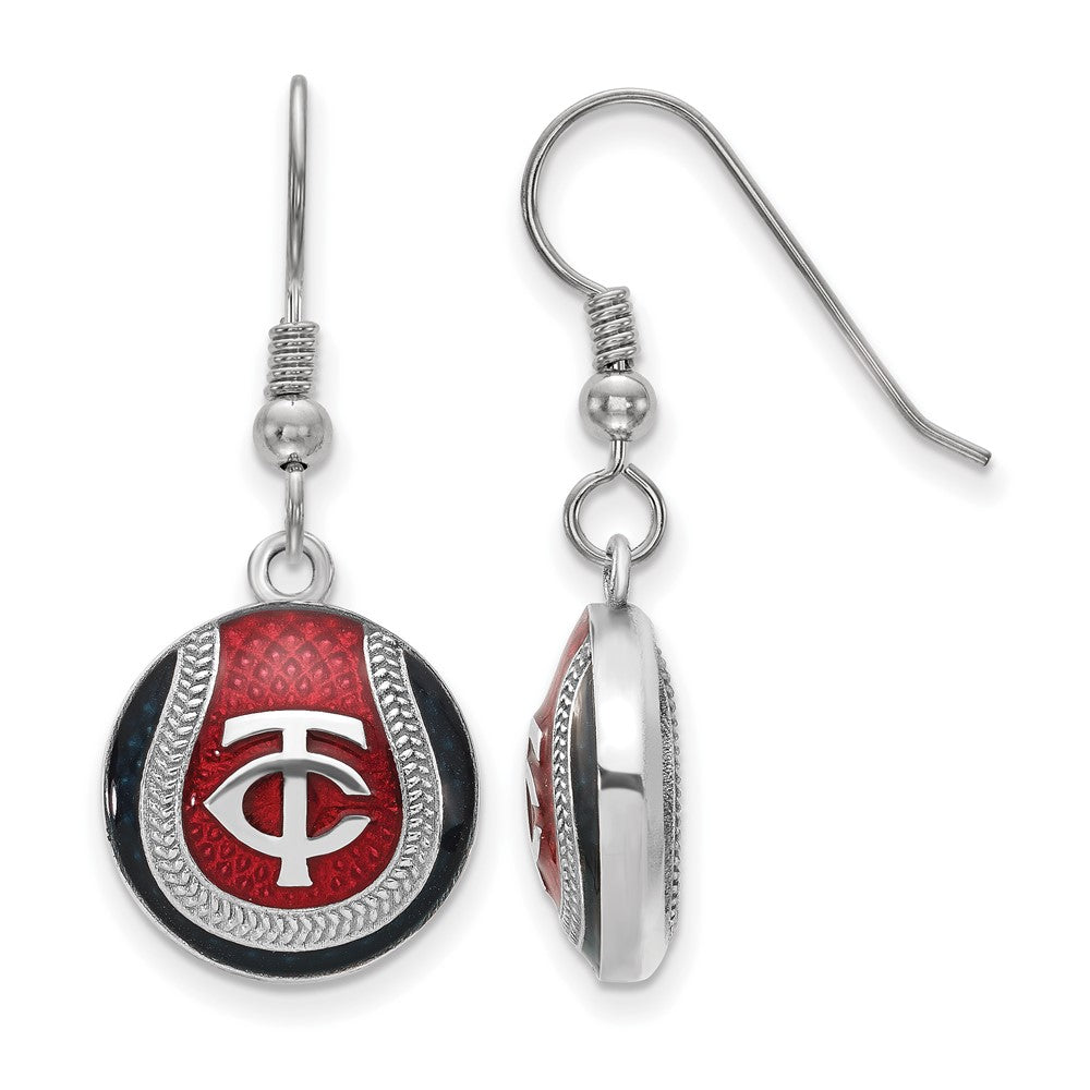 Sterling Silver MLB Minnesota Twins MD Enamel Domed Earrings, Item E18808 by The Black Bow Jewelry Co.