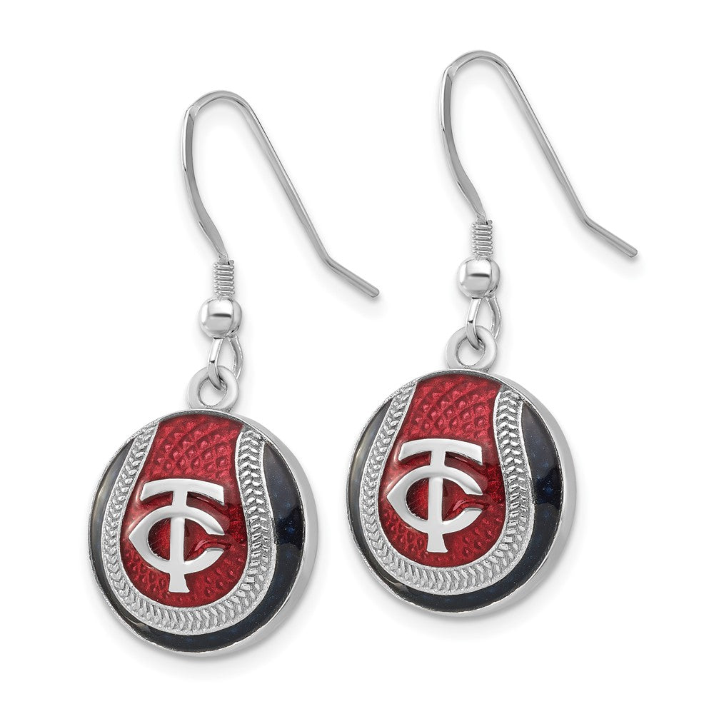 Alternate view of the Sterling Silver MLB Minnesota Twins MD Enamel Domed Earrings by The Black Bow Jewelry Co.