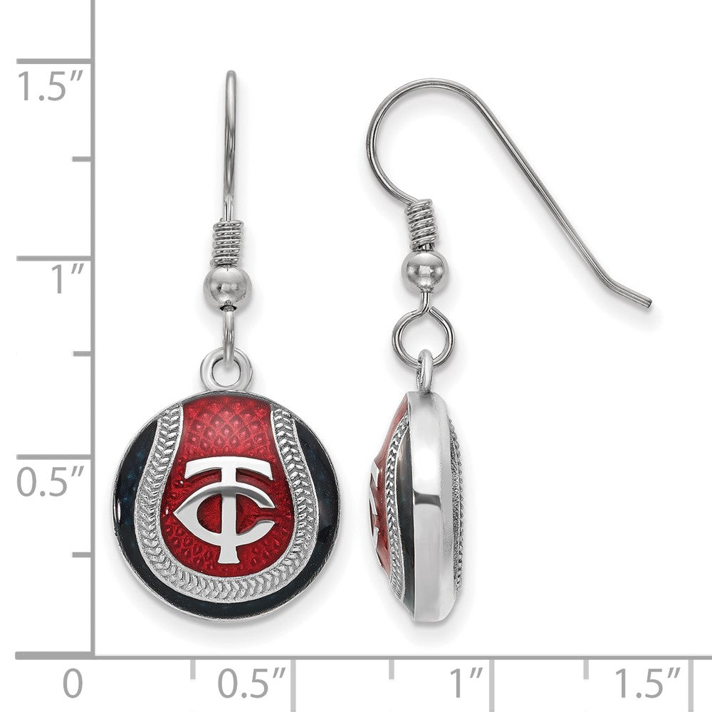Alternate view of the Sterling Silver MLB Minnesota Twins MD Enamel Domed Earrings by The Black Bow Jewelry Co.