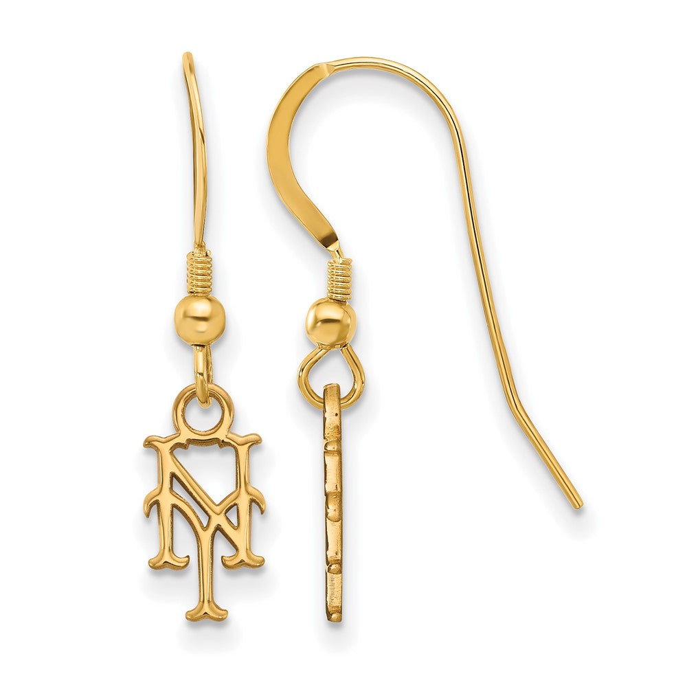 14K Gold Plated Silver MLB New York Mets XS Dangle Earrings, Item E18809 by The Black Bow Jewelry Co.