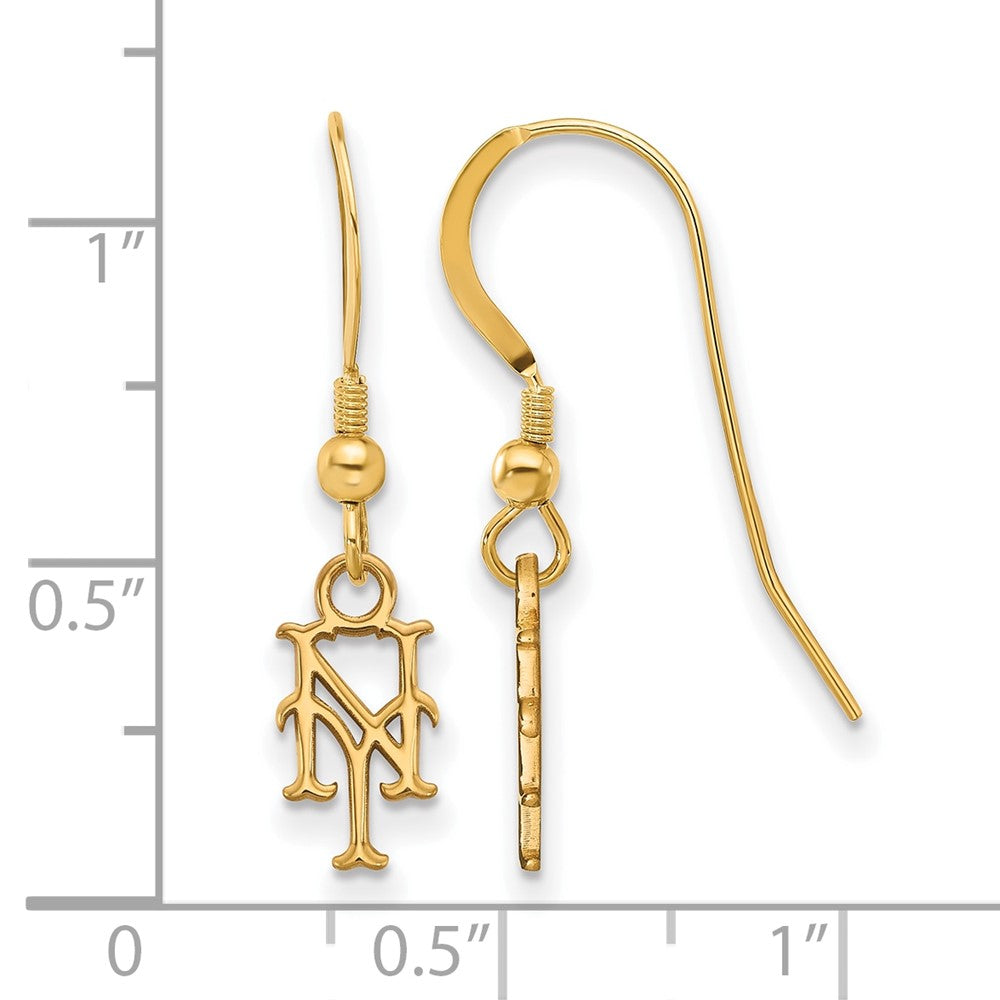 Alternate view of the 14K Gold Plated Silver MLB New York Mets XS Dangle Earrings by The Black Bow Jewelry Co.