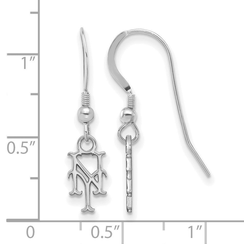 Alternate view of the Sterling Silver MLB New York Mets XS Dangle Earrings by The Black Bow Jewelry Co.