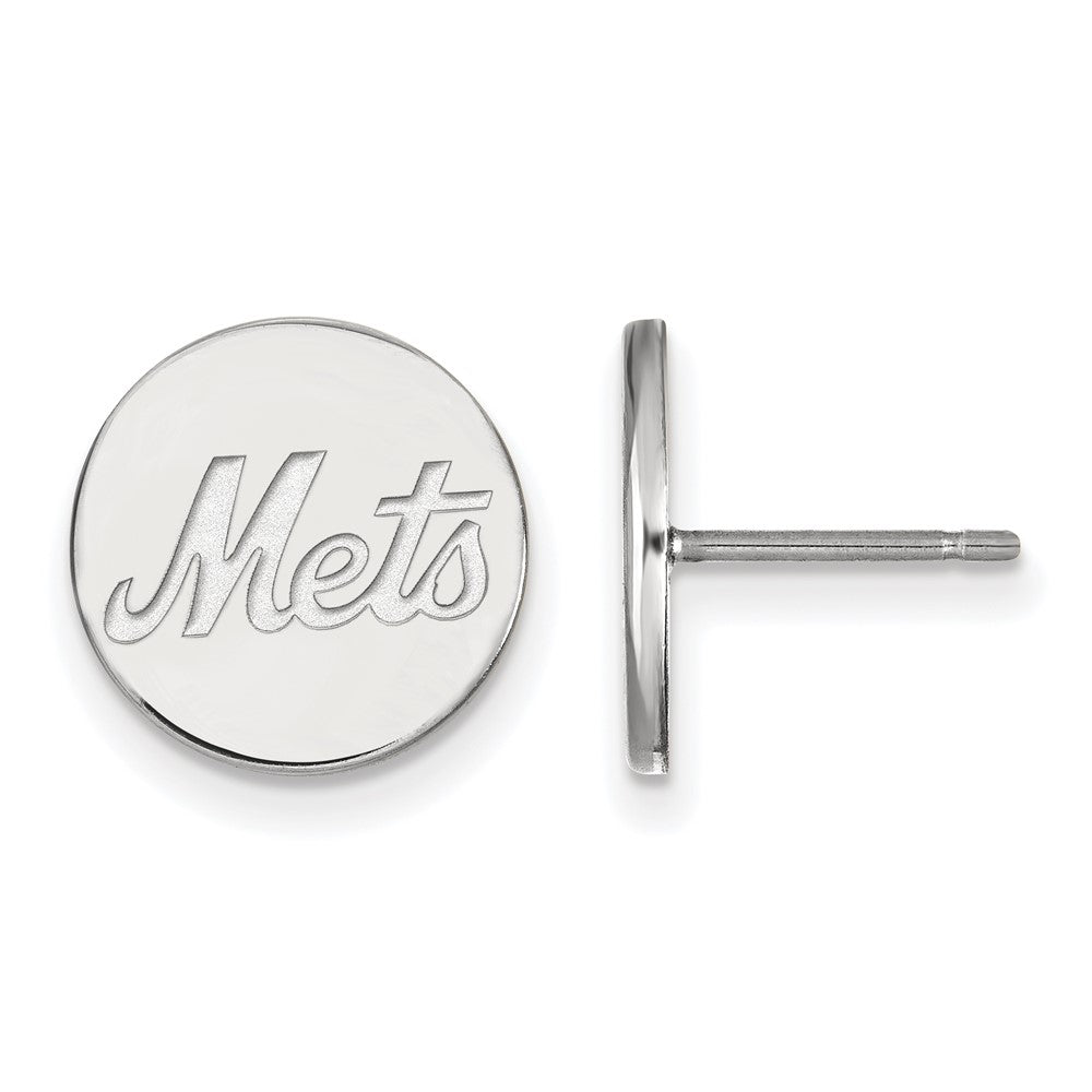 Sterling Silver MLB New York Mets SM Disc Post Earrings, Item E18812 by The Black Bow Jewelry Co.