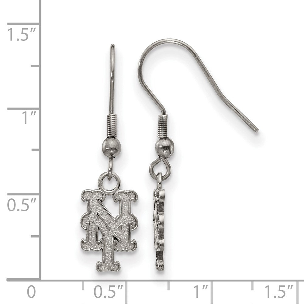 Alternate view of the Stainless Steel MLB New York Mets SM Dangle Earrings by The Black Bow Jewelry Co.