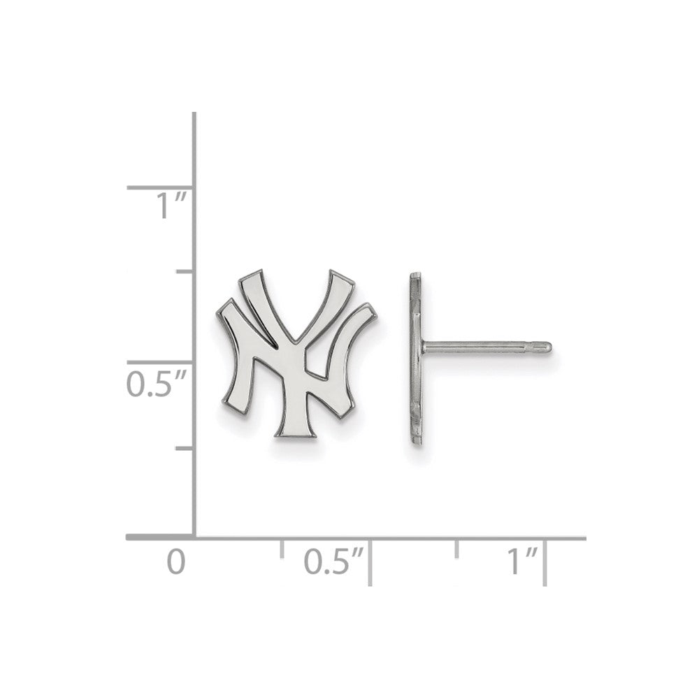 Alternate view of the 10K White Gold MLB New York Yankees Small N-Y Post Earrings by The Black Bow Jewelry Co.