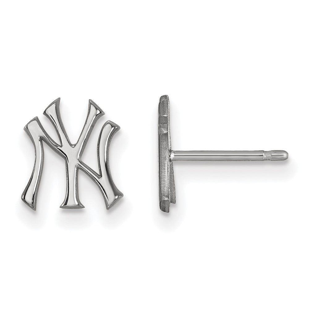 14K White Gold MLB New York Yankees XS (Tiny) Post Earrings, Item E18825 by The Black Bow Jewelry Co.