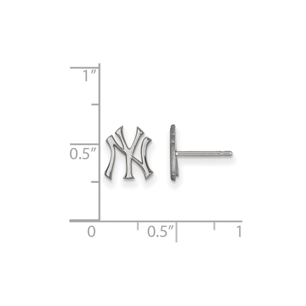Alternate view of the 14K White Gold MLB New York Yankees XS (Tiny) Post Earrings by The Black Bow Jewelry Co.