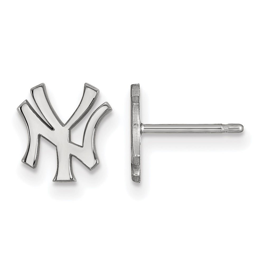 14K White Gold MLB New York Yankees XS N-Y Post Earrings, Item E18827 by The Black Bow Jewelry Co.