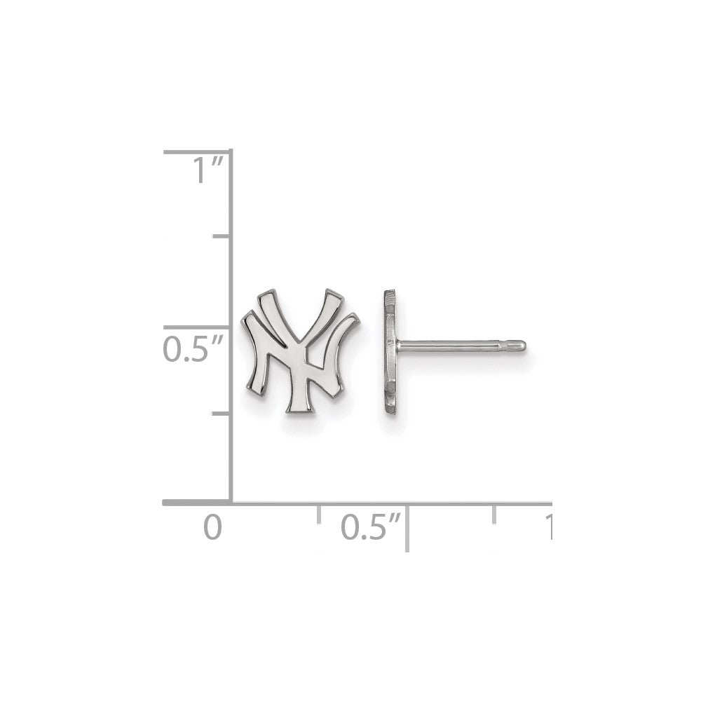 Alternate view of the 14K White Gold MLB New York Yankees XS N-Y Post Earrings by The Black Bow Jewelry Co.