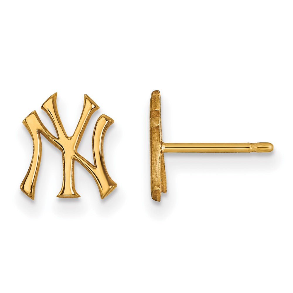 14K Gold Plated Silver MLB New York Yankees XS Post Earrings, Item E18833 by The Black Bow Jewelry Co.