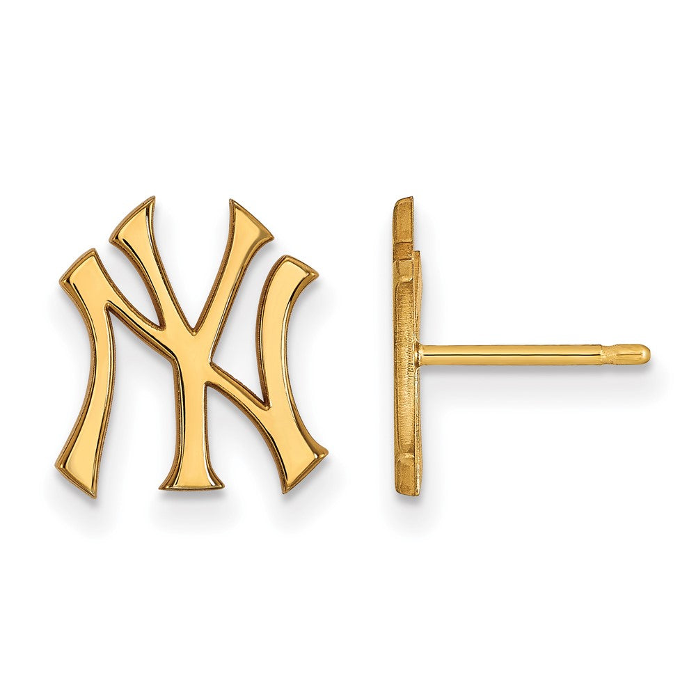 14K Gold Plated Silver MLB New York Yankees SM Post Earrings, Item E18834 by The Black Bow Jewelry Co.