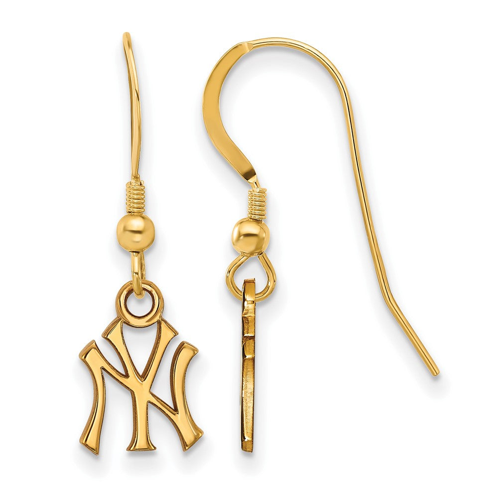 14K Gold Plated Silver MLB New York Yankees XS Dangle Earrings, Item E18835 by The Black Bow Jewelry Co.
