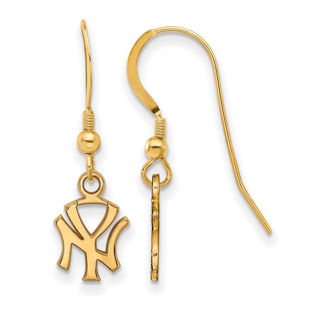 14K Gold Plated Silver MLB New York Yankees XS N-Y Dangle Earrings, Item E18837 by The Black Bow Jewelry Co.