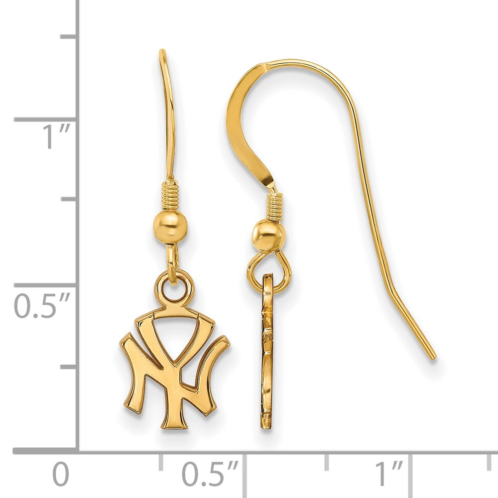 Alternate view of the 14K Gold Plated Silver MLB New York Yankees XS N-Y Dangle Earrings by The Black Bow Jewelry Co.