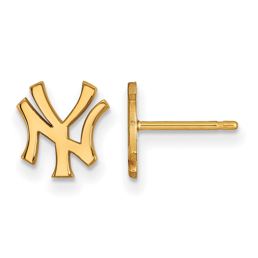 14K Gold Plated Silver MLB New York Yankees XS N-Y Post Earrings, Item E18838 by The Black Bow Jewelry Co.