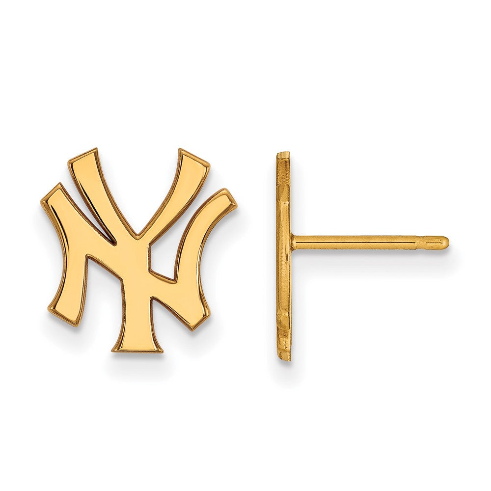 14K Gold Plated Silver MLB New York Yankees SM N-Y Post Earrings, Item E18839 by The Black Bow Jewelry Co.