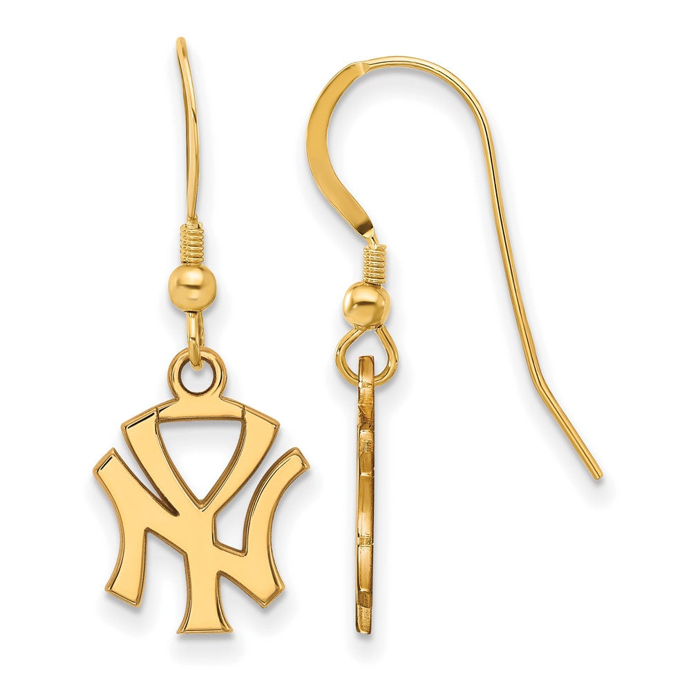 14K Gold Plated Silver MLB New York Yankees SM N-Y Dangle Earrings, Item E18840 by The Black Bow Jewelry Co.