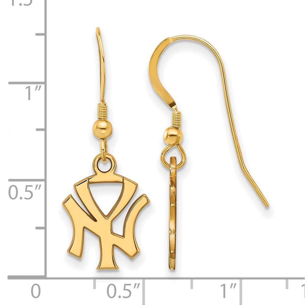 Alternate view of the 14K Gold Plated Silver MLB New York Yankees SM N-Y Dangle Earrings by The Black Bow Jewelry Co.