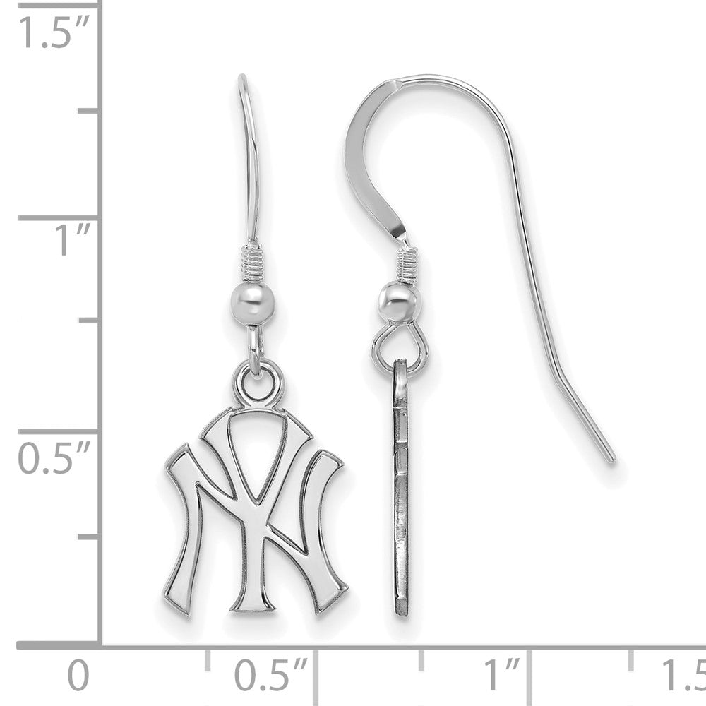 Alternate view of the Sterling Silver MLB New York Yankees SM Dangle Earrings by The Black Bow Jewelry Co.