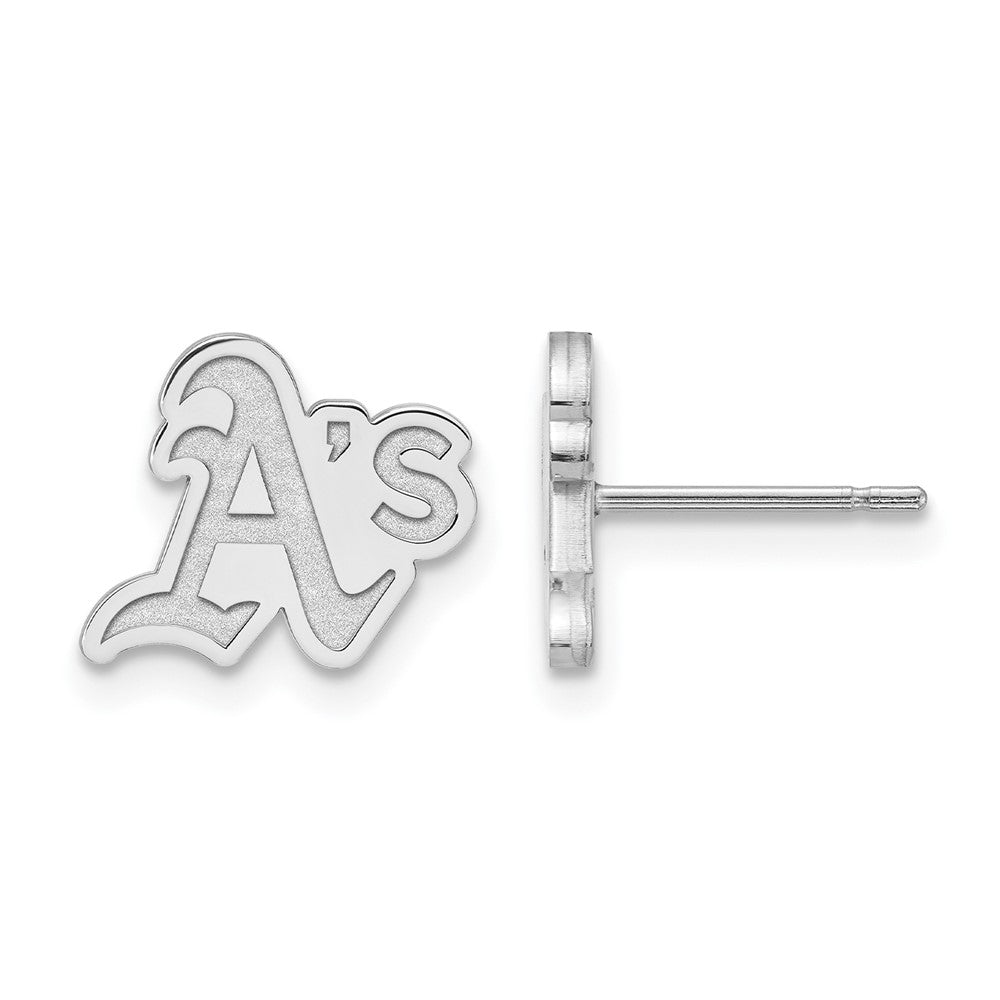 10K White Gold MLB Oakland Athletics XS (Tiny) Post Earrings, Item E18853 by The Black Bow Jewelry Co.
