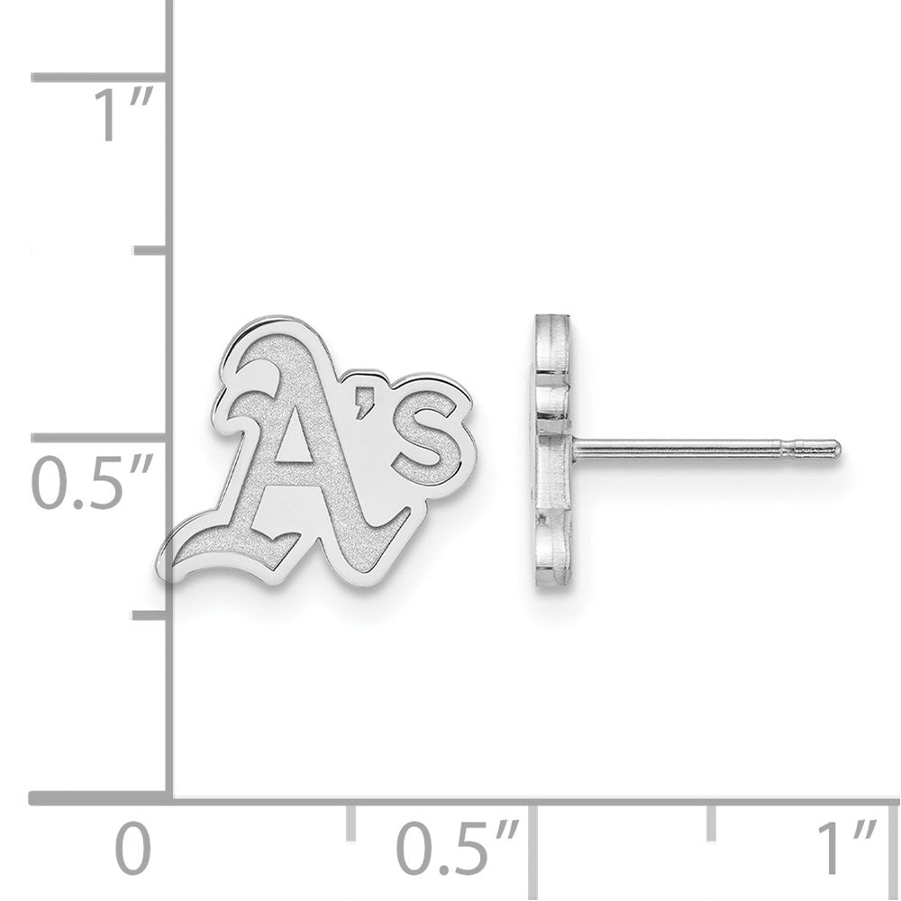 Alternate view of the 14K White Gold MLB Oakland Athletics XS (Tiny) Post Earrings by The Black Bow Jewelry Co.