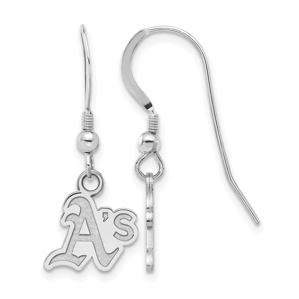 Sterling Silver MLB Oakland Athletics XS (Tiny) Dangle Earrings, Item E18859 by The Black Bow Jewelry Co.