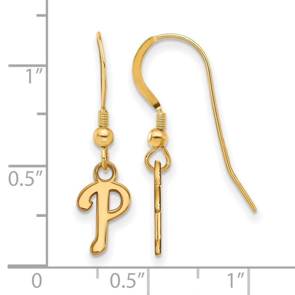 Alternate view of the 14K Gold Plated Silver MLB Philadelphia Phillies XS Dangle Earrings by The Black Bow Jewelry Co.