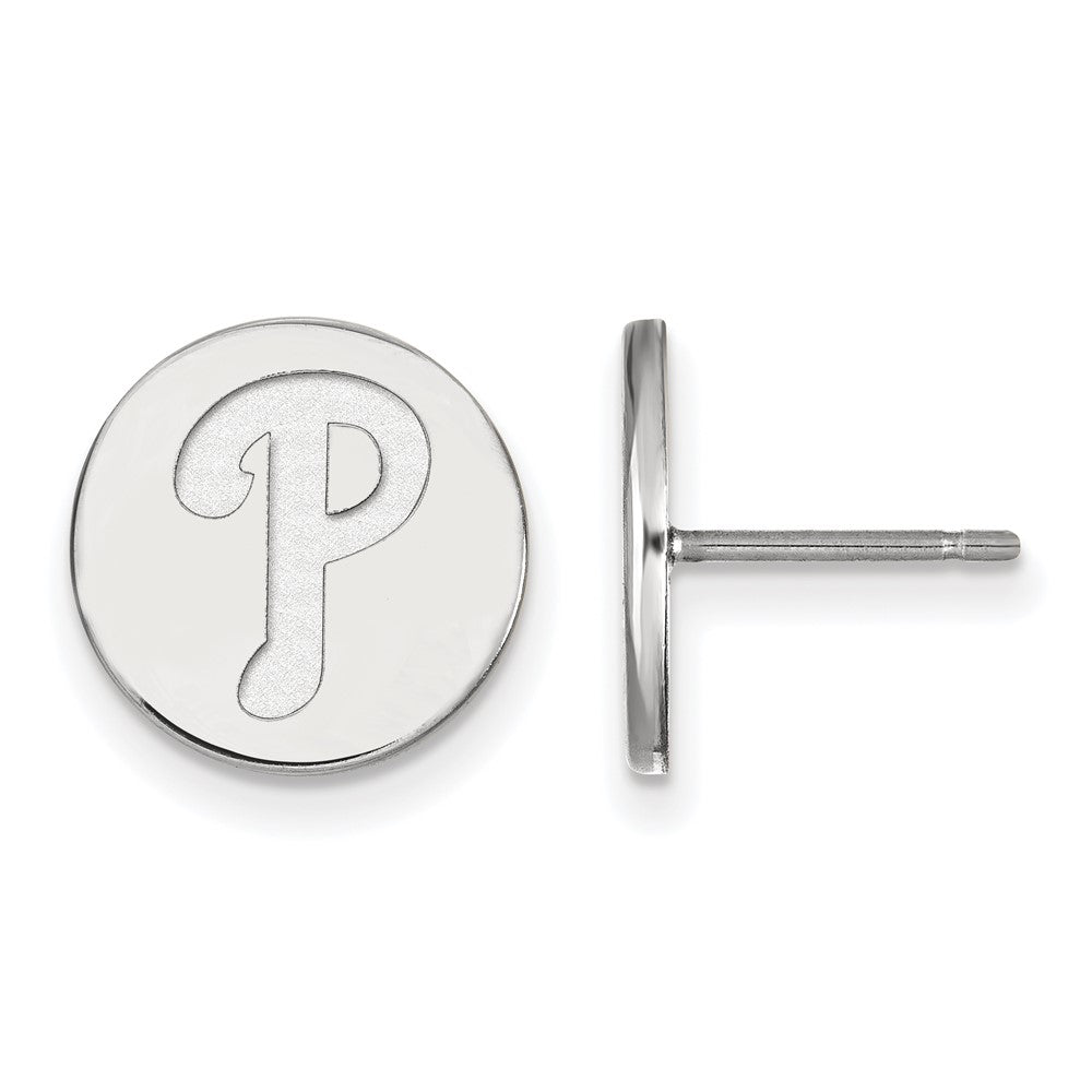 Sterling Silver MLB Philadelphia Phillies SM Disc Post Earrings, Item E18869 by The Black Bow Jewelry Co.