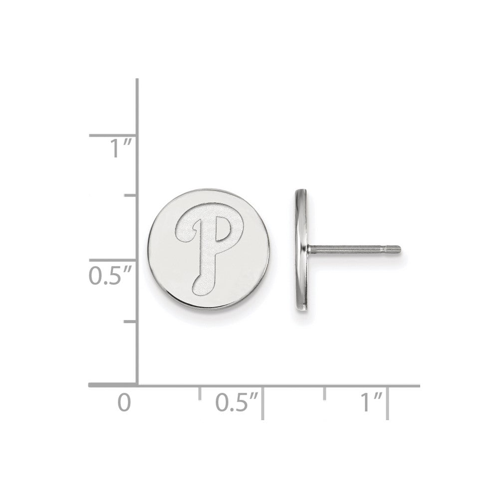 Alternate view of the Sterling Silver MLB Philadelphia Phillies SM Disc Post Earrings by The Black Bow Jewelry Co.