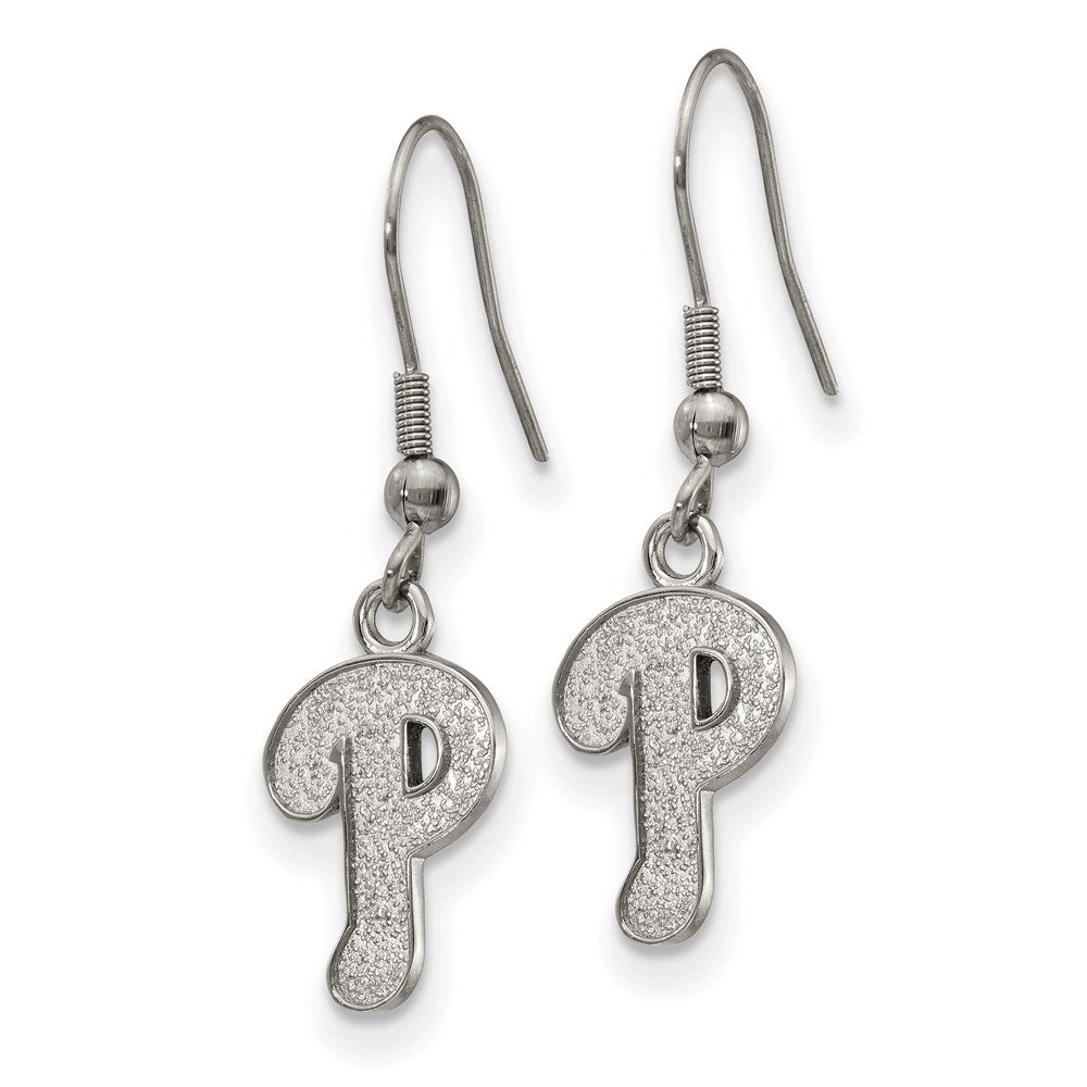 Alternate view of the Stainless Steel MLB Philadelphia Phillies SM Dangle Earrings by The Black Bow Jewelry Co.