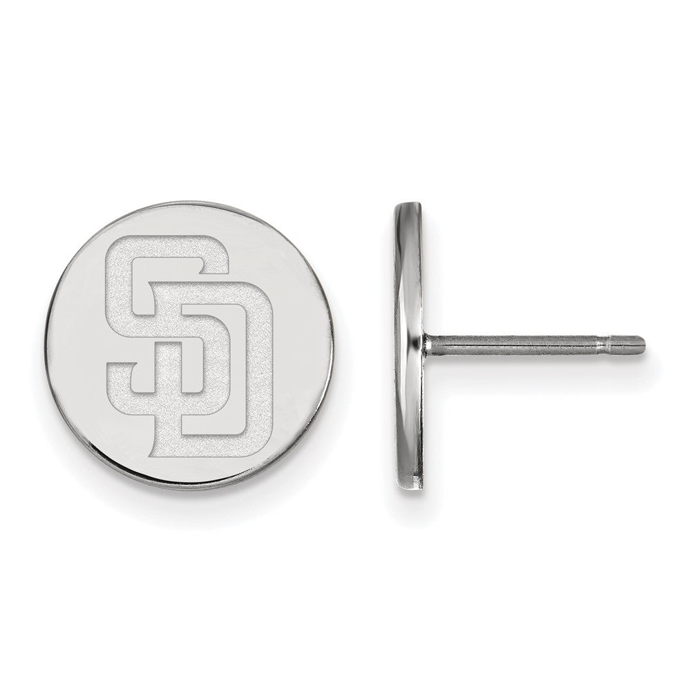 Sterling Silver MLB San Diego Padres Small Disc Post Earrings, Item E18879 by The Black Bow Jewelry Co.