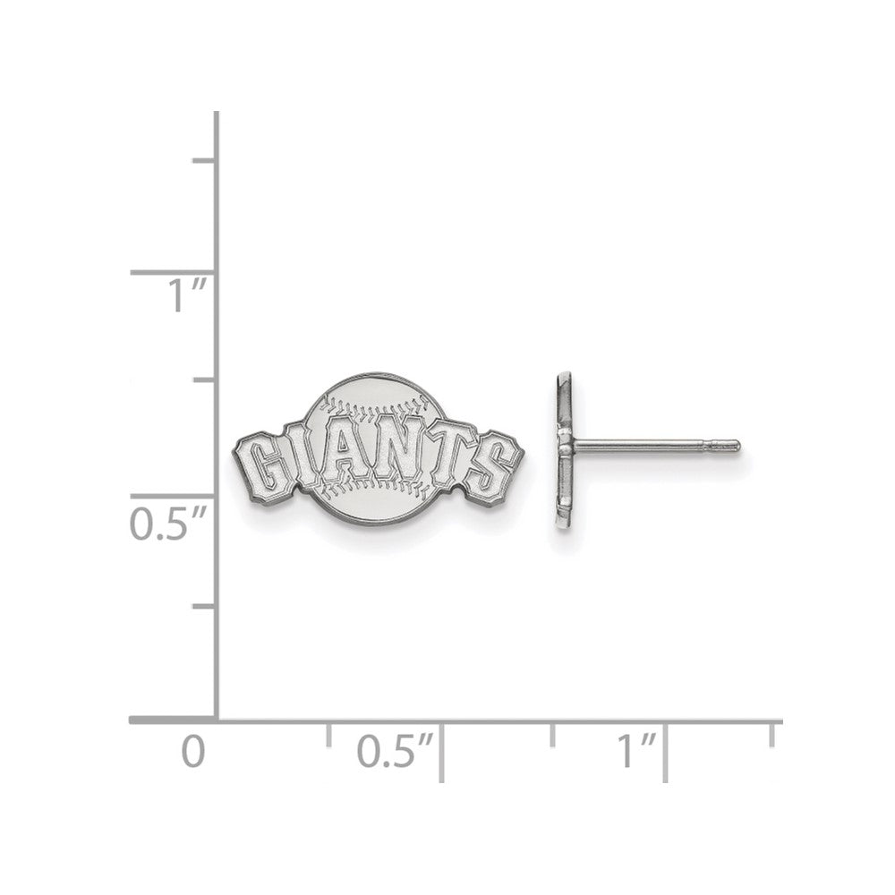 Alternate view of the 14K White Gold MLB San Francisco Giants XS Script Post Earrings by The Black Bow Jewelry Co.