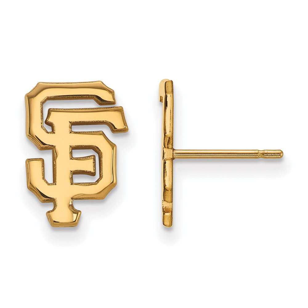 14K Yellow Gold MLB San Francisco Giants Letters Small Post Earrings, Item E18892 by The Black Bow Jewelry Co.