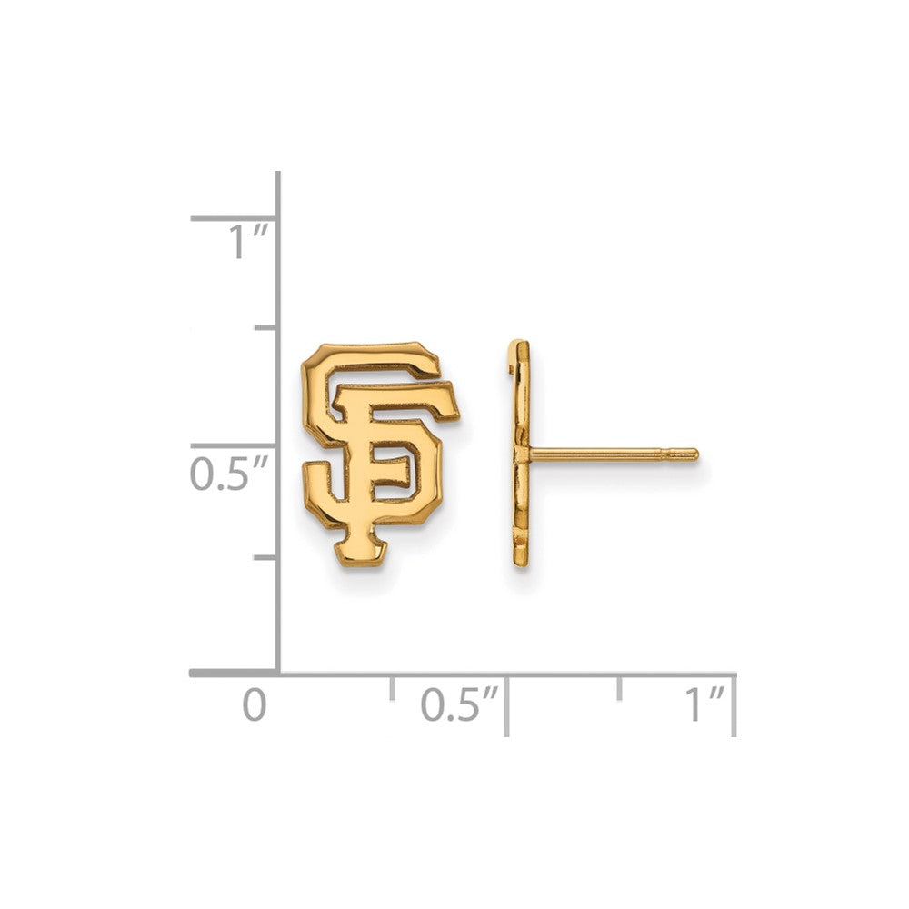 Alternate view of the 14K Yellow Gold MLB San Francisco Giants Letters Small Post Earrings by The Black Bow Jewelry Co.