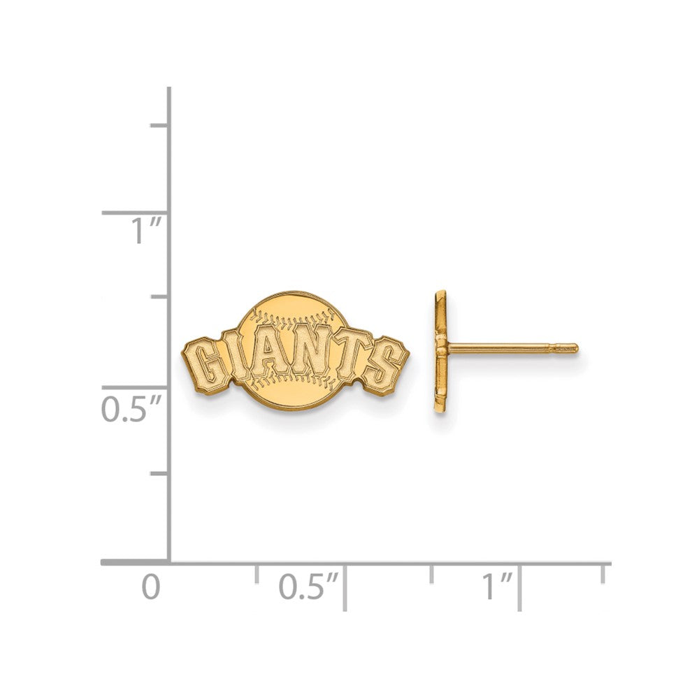 Alternate view of the 14K Yellow Gold MLB San Francisco Giants XS Script Post Earrings by The Black Bow Jewelry Co.