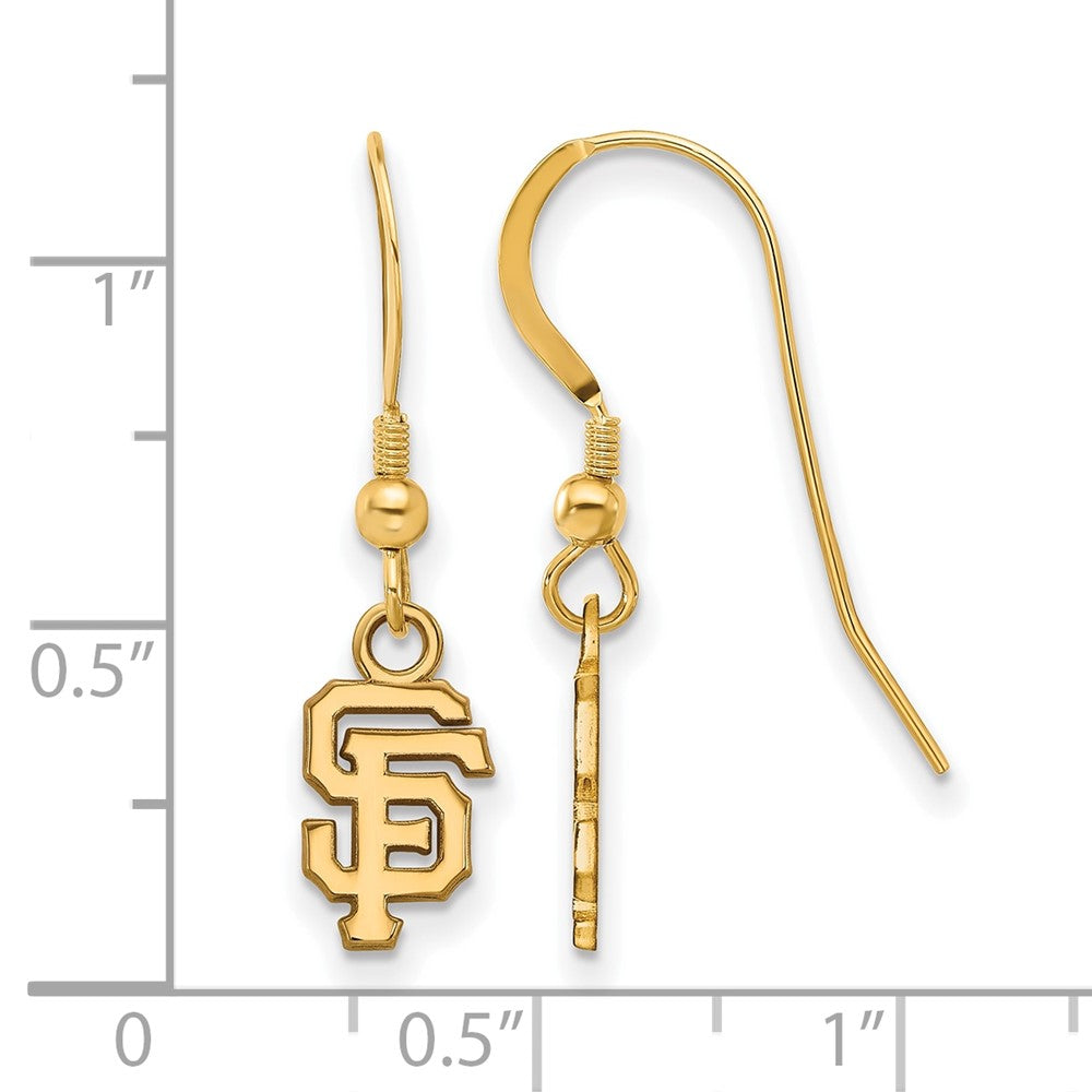Alternate view of the 14K Gold Plated Silver MLB San Francisco Giants XS Dangle Earrings by The Black Bow Jewelry Co.