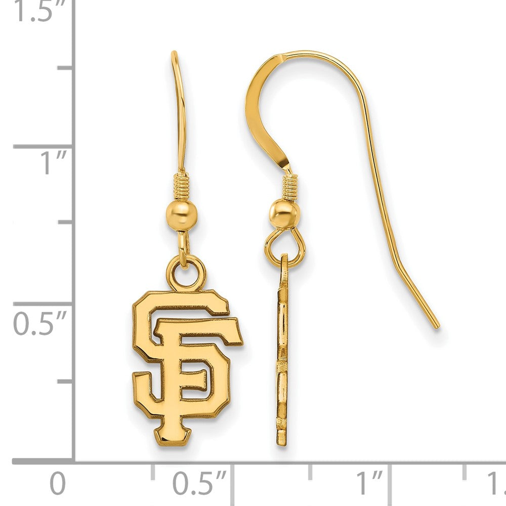 Alternate view of the 14K Gold Plated Silver MLB San Francisco Giants SM Dangle Earrings by The Black Bow Jewelry Co.