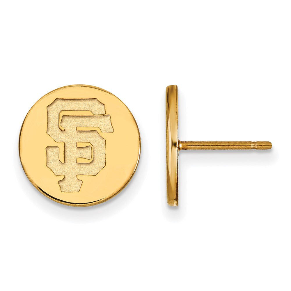 14K Gold Plated Silver MLB San Francisco Giants SM Disc Post Earrings, Item E18897 by The Black Bow Jewelry Co.
