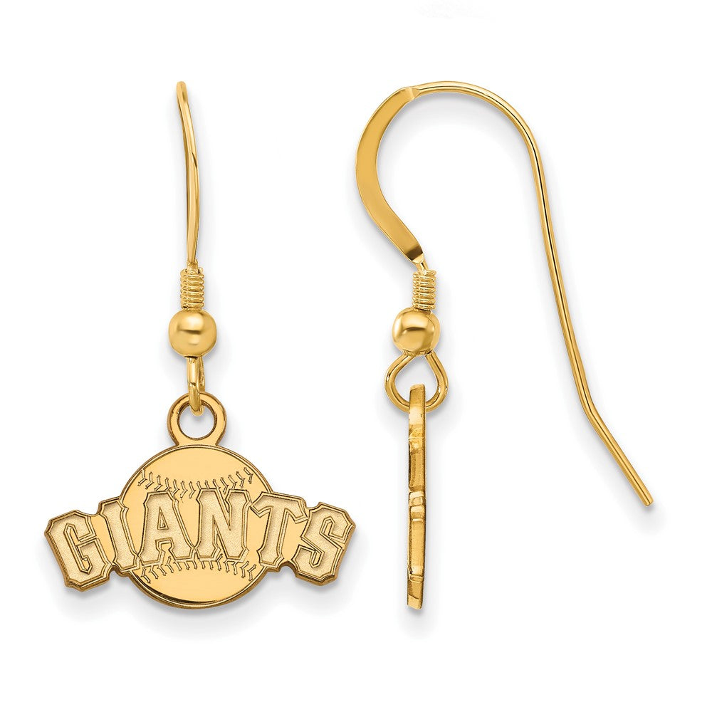 14K Gold Plated Silver MLB San Fran. Giants XS Script Dangle Earrings, Item E18898 by The Black Bow Jewelry Co.