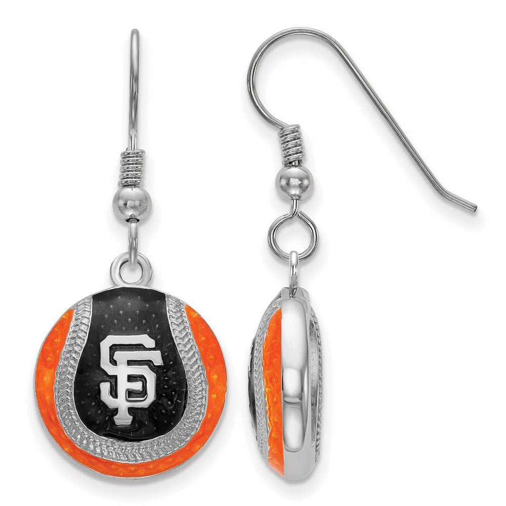 Sterling Silver MLB San Francisco Giants MD Enamel Dangle Earrings, Item E18907 by The Black Bow Jewelry Co.