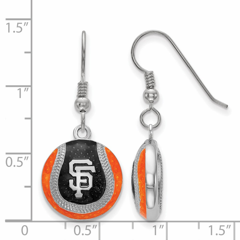 Alternate view of the Sterling Silver MLB San Francisco Giants MD Enamel Dangle Earrings by The Black Bow Jewelry Co.