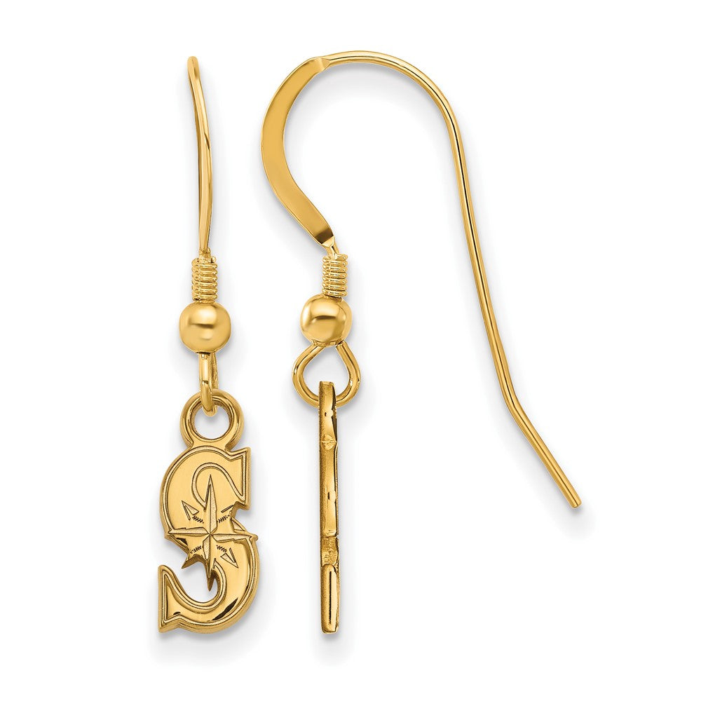 14K Gold Plated Silver MLB Seattle Mariners XS Dangle Earrings, Item E18909 by The Black Bow Jewelry Co.