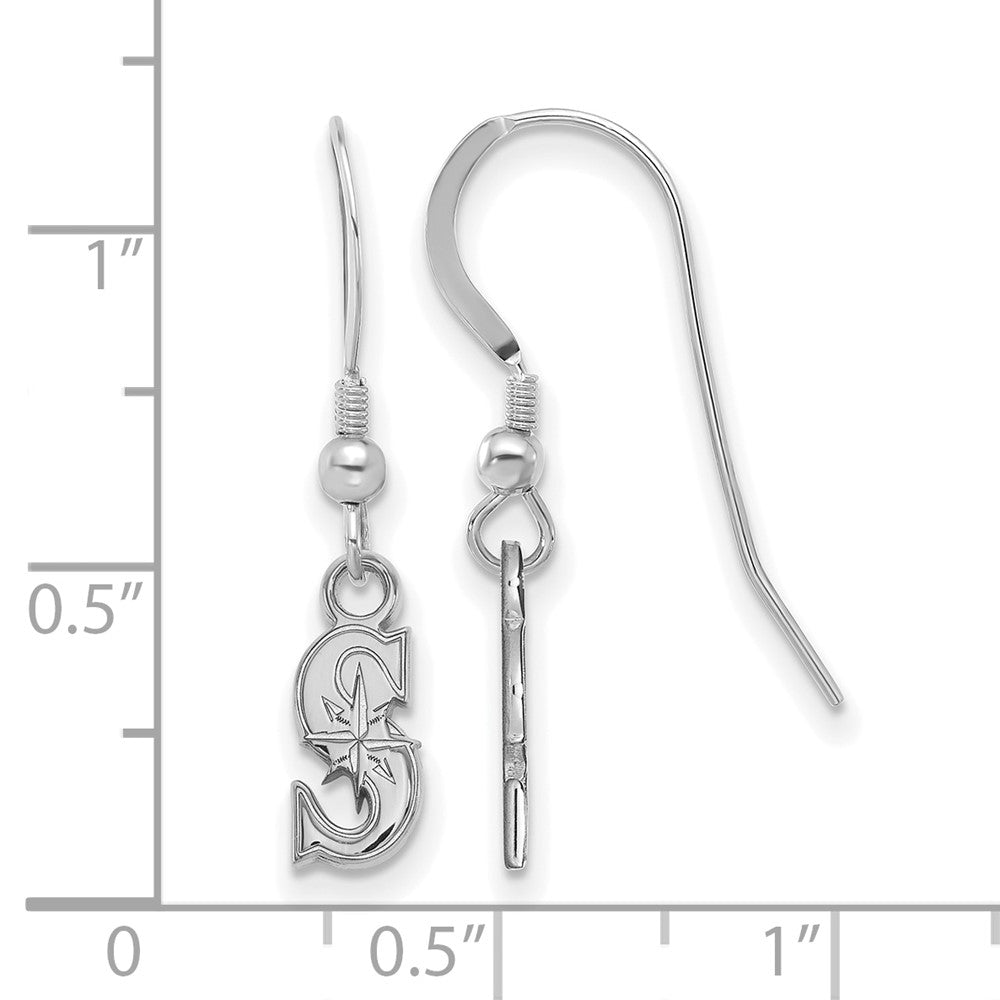 Alternate view of the Sterling Silver MLB Seattle Mariners XS Dangle Earrings by The Black Bow Jewelry Co.