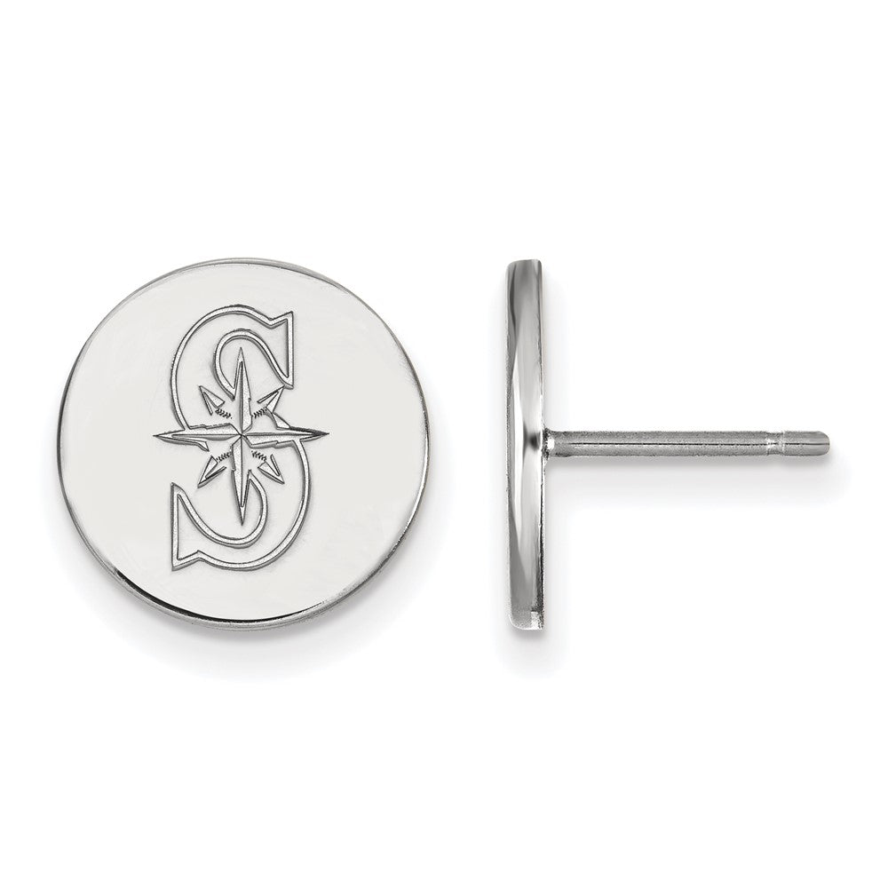 Sterling Silver MLB Seattle Mariners Small Disc Post Earrings, Item E18912 by The Black Bow Jewelry Co.
