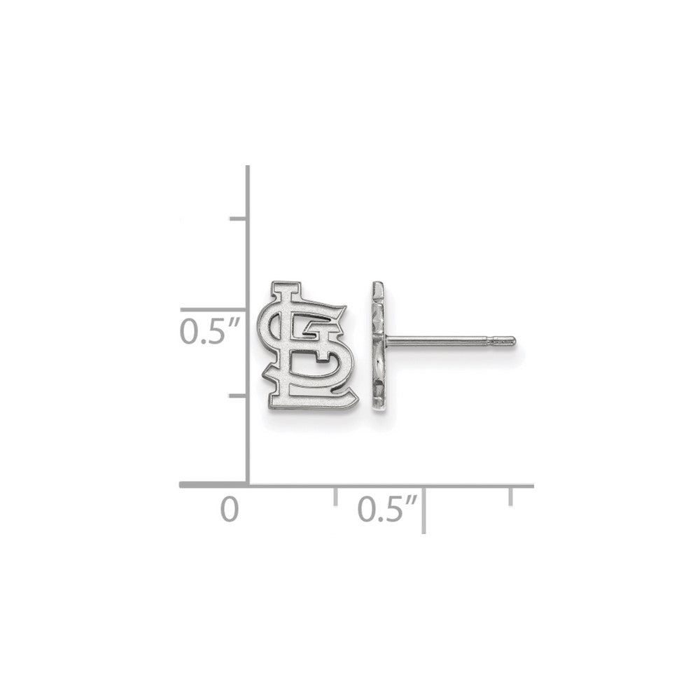 Alternate view of the 10K White Gold MLB St. Louis Cardinals XS (Tiny) Post Earrings by The Black Bow Jewelry Co.