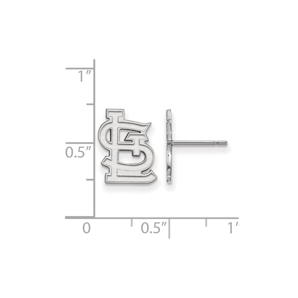 Alternate view of the 10K White Gold MLB St. Louis Cardinals SM Post Earrings by The Black Bow Jewelry Co.