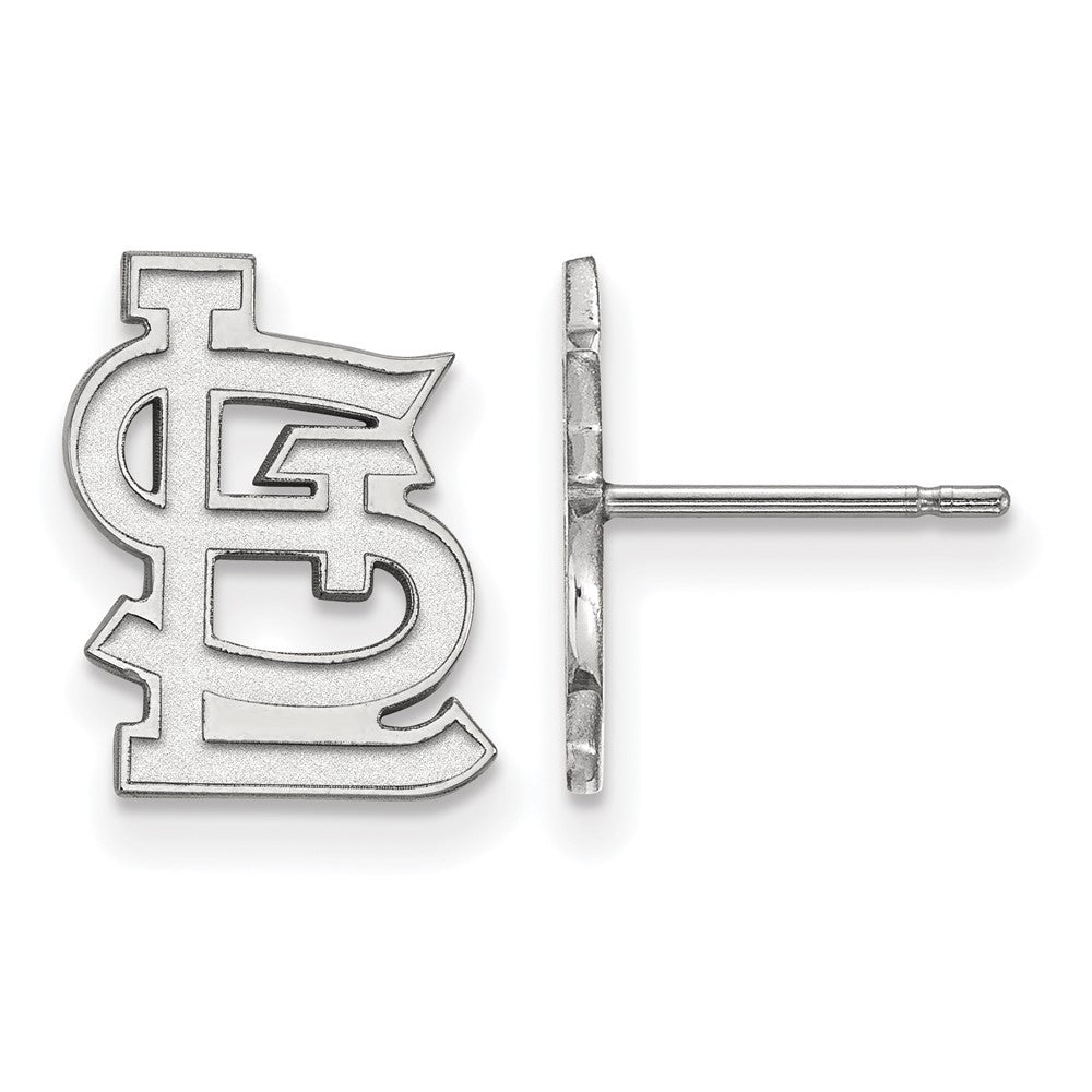 14K White Gold MLB St. Louis Cardinals SM Post Earrings, Item E18922 by The Black Bow Jewelry Co.